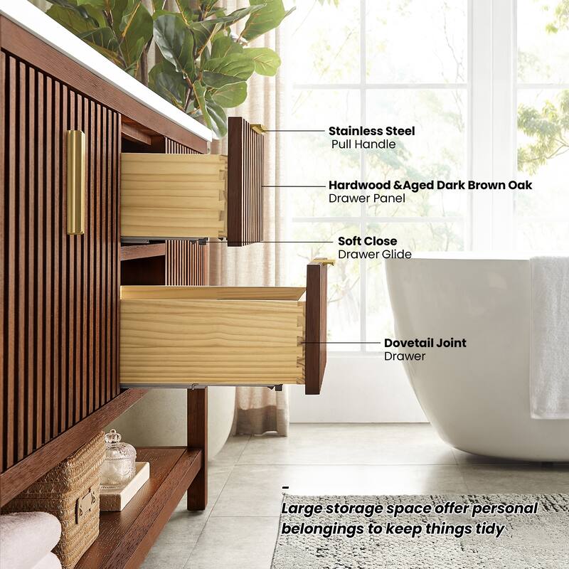 Tehran Bath Vanity with Composite Stone Top without Mirror