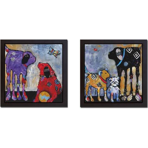 Play Day & Proud Mom by Jenny Foster 2-pc Black Floater Framed Canvas Art Set (16 in x 16 in Each Piece in Set)