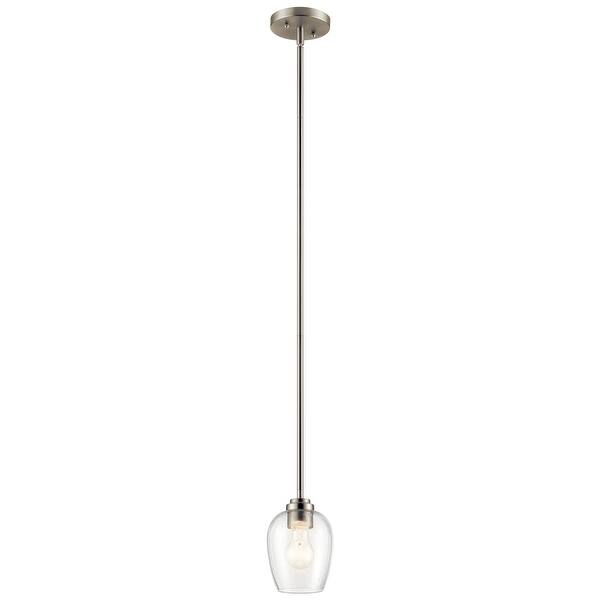 slide 2 of 8, Kichler Lighting Valserrano 7.75 inch Mini Pendant Light Brushed Nickel with Clear Seeded Glass