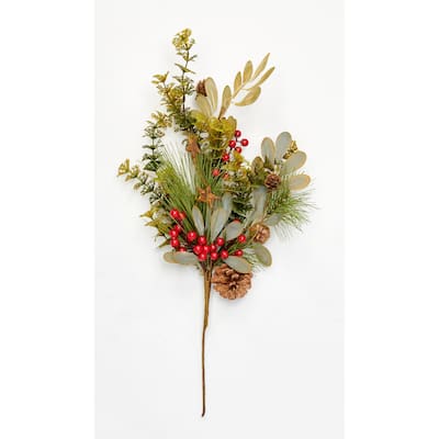 18" Rusted Star, Pine Cone & Berry Spray, Set of 3 - Multicolor