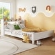 preview thumbnail 4 of 10, Full Pine Wood Platform Bed with Bookcase Headboard ,LED Motion Sensor Light, Guardrails