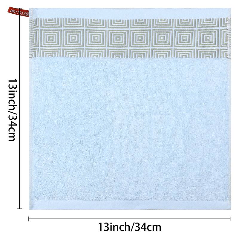 Geometric Patterns Washcloths Set, Cotton Bath Towels, Low Linting Face Towels for Bathroom, Hotel, Spa 13" x 13"