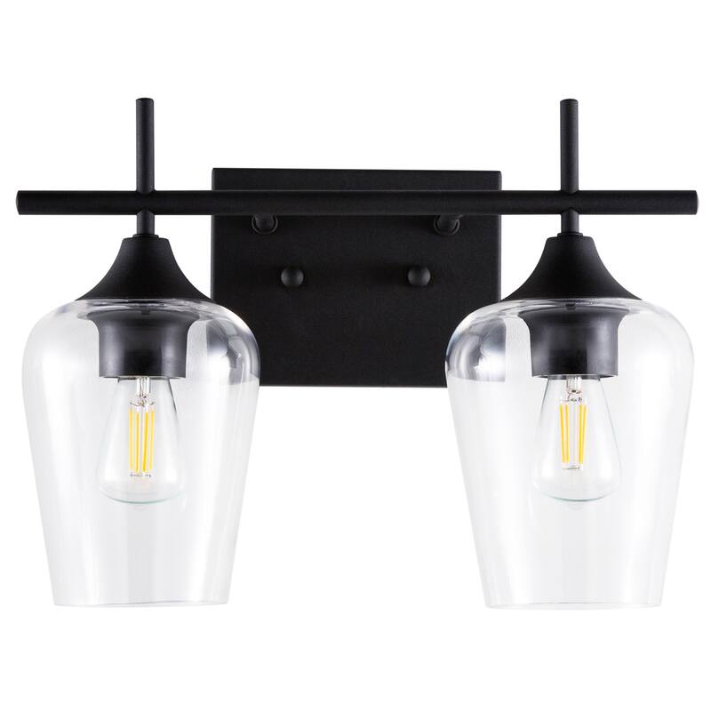 CO-Z Matte Black Vanity Light Sconce w Clear Glass Shade