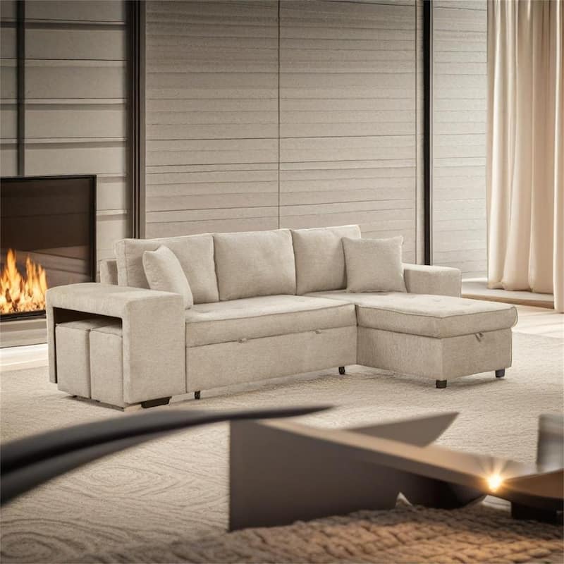 Modern L-Shape 3 Seat Reversible Sectional Couch