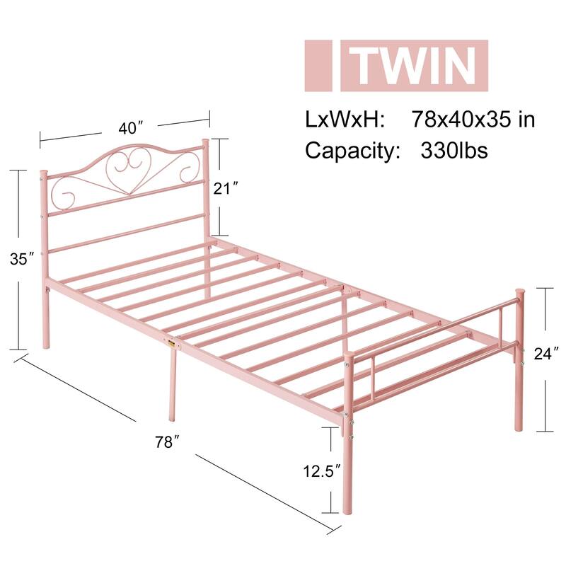 Javlergo Metal Platform Bed Frame with Modern Headboard, No Box Spring Needed