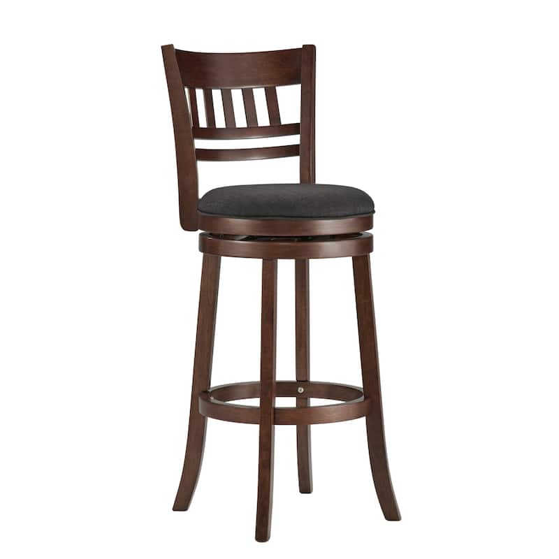 Verona Swivel 29-inch High Back Bar Stool by iNSPIRE Q Classic - Cherry-Dark Grey Linen - Lattice
