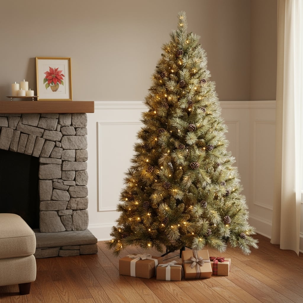 HomeRoots 6' Pre Lit Full Fir Christmas Tree With Decorations - Green - 47.00 in. x 72.00 in. x 47.00 in.