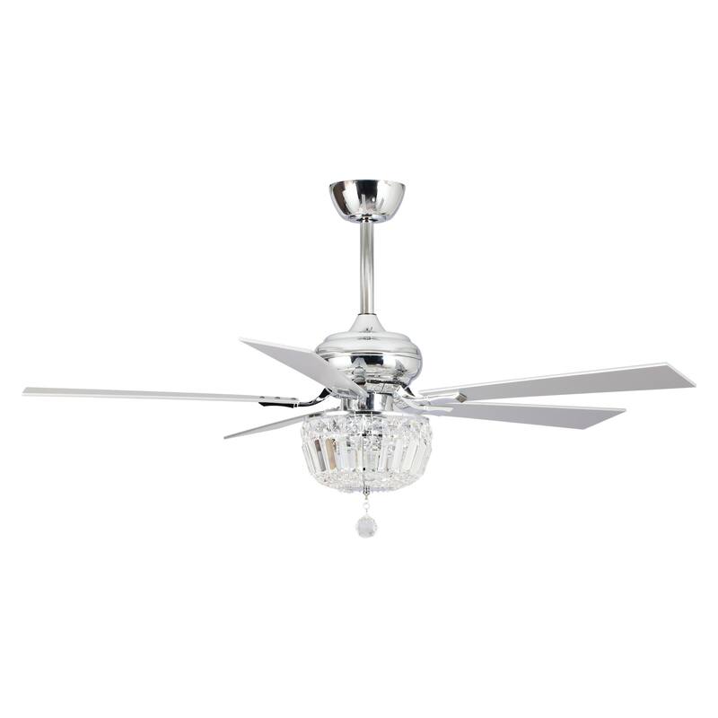 52-inch Chrome 2-Light Crystal Ceiling Fan with Remote
