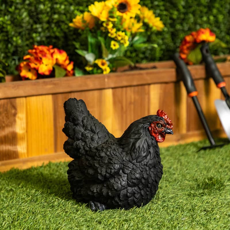 Magnesium Oxide Resting Black Hen Statuary