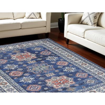 Power Loomed Distressed Floral Non Skid Stain Resistant Low Pile Area Rug - 118' X '94' X '0.25