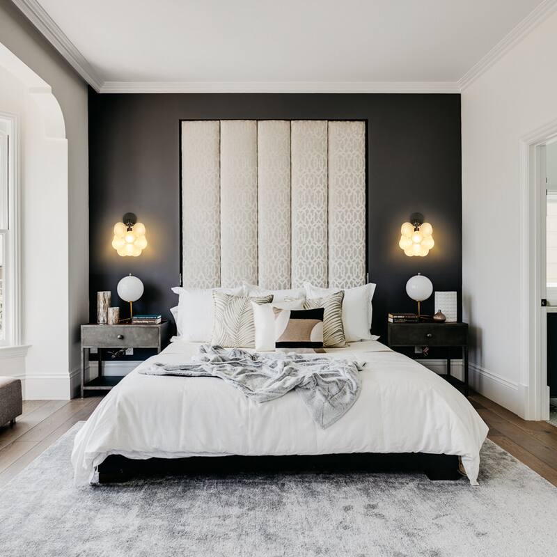 1-Light Modern Glam Dimmable Black Frosted Opal Glass Globe Bubble Wall Light - 11.8 in. W x 11.8 in. H x 14.1 in. D