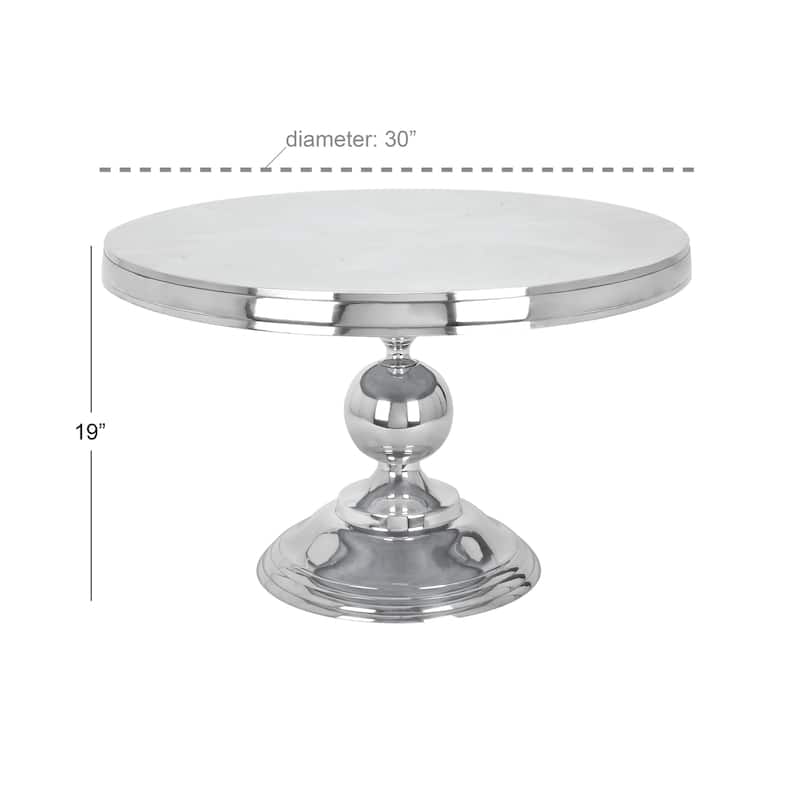 Aluminum Metal Sleek Ball Centered Base Coffee Table - Silver - Roche River Decor - 30"Wx30"Lx19"H