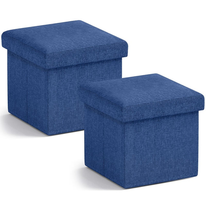 2 Pack Small Foldable Square Storage Ottoman Cube