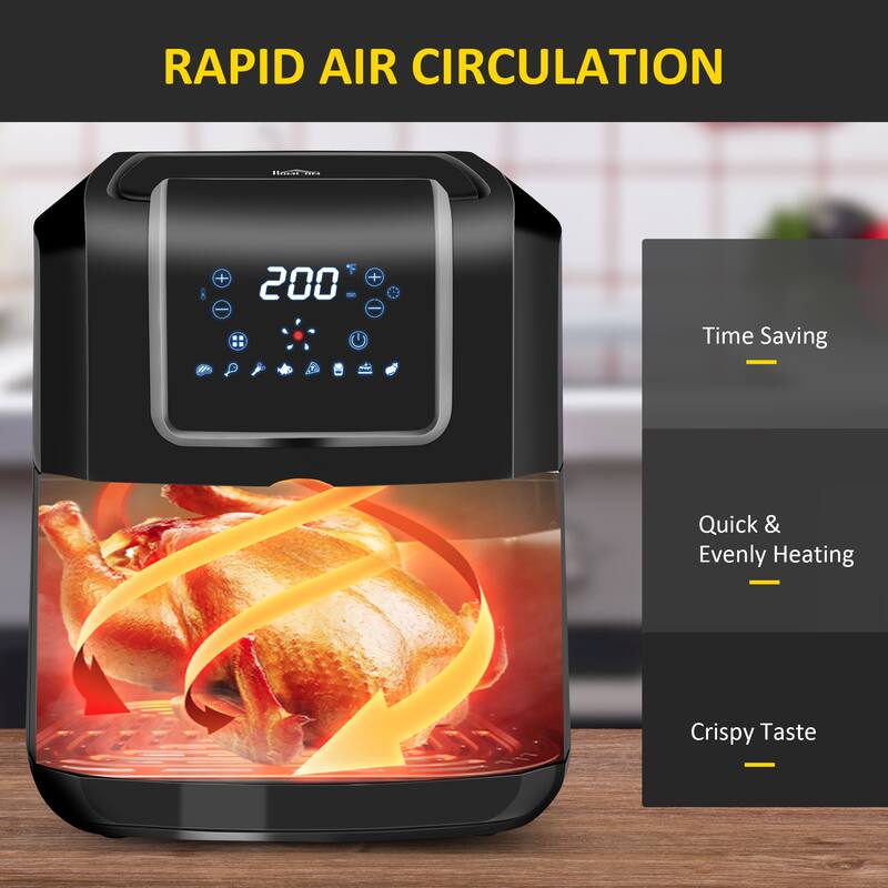 1700W 6.9 Quart Air Fryers Oven with Digital Display, for Oil Less or Low Fat Cooking, Black