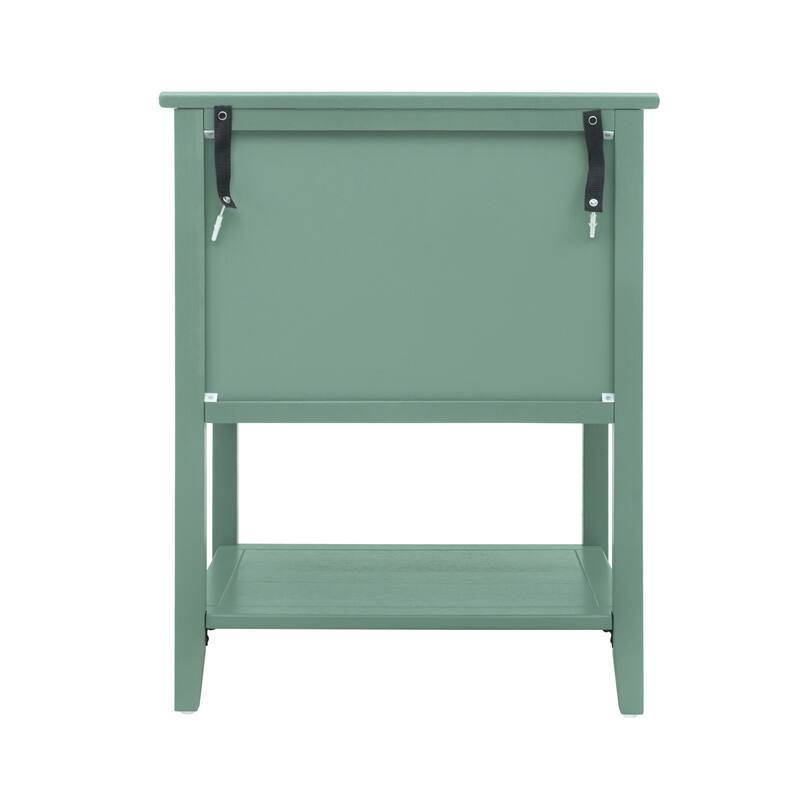 2 Drawer Side table with Bottom Open Shelf and Semi-circular Handle