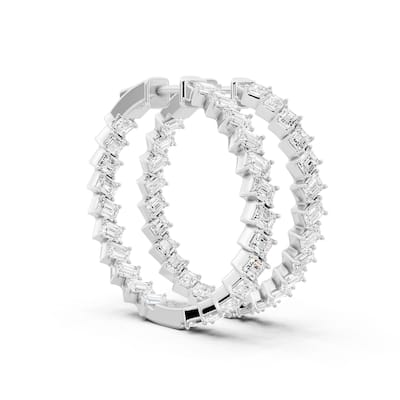 Auriya 14k Gold 4 1/2ctw Emerald Hoop Lab Grown Diamond Earrings (E-F VS)