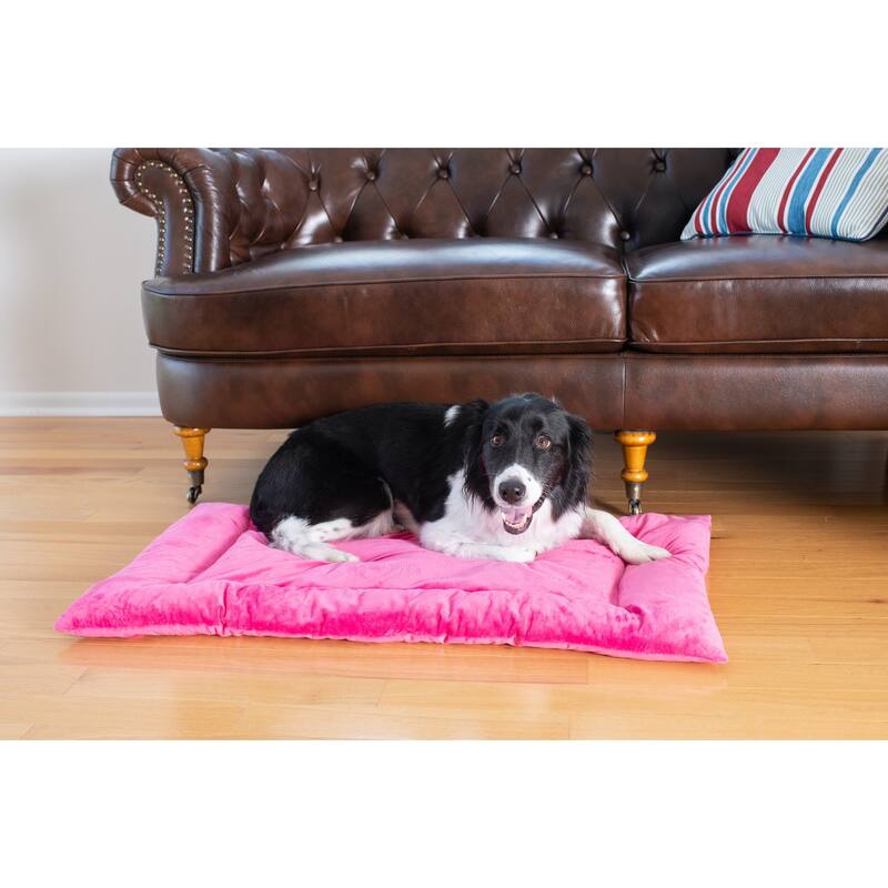 Pet Bed Mat, Dog Crate Soft Pad With Poly Fill Cushion - Large - Vibrant Pink