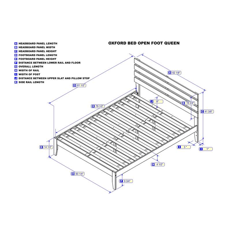Modern Bed with USB Charger - Grey Finish, Supportive Slat Kit - No Foundation Needed
