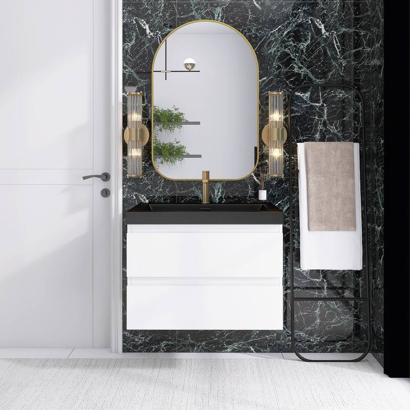 Floating Bathroom Vanity with Quartz Sand Top