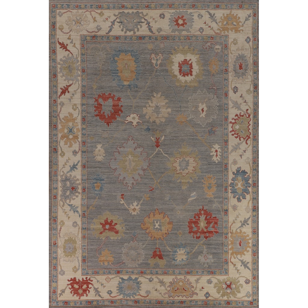 Oushak Turkish Large Area Rug Handmade Vegetable Dye Wool Carpet - 10'0"x 14'0"