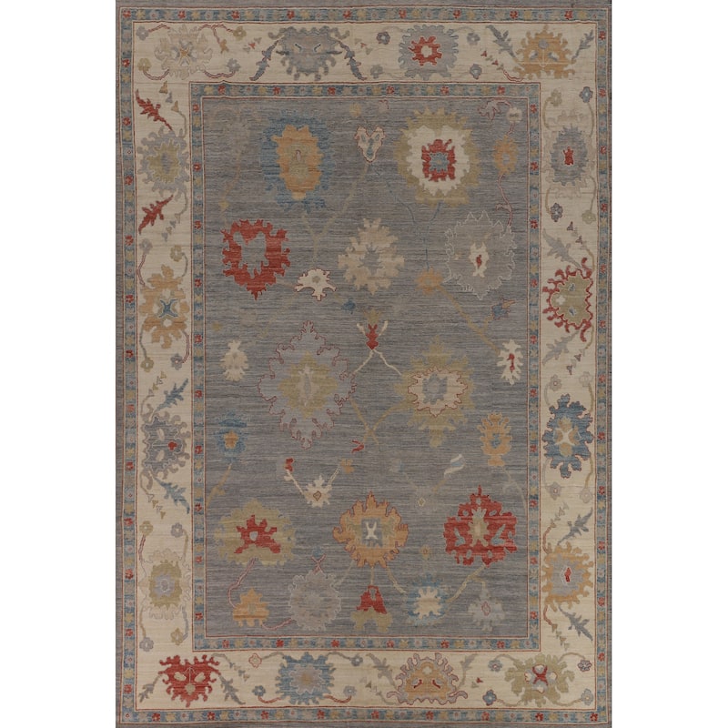 Oushak Turkish Large Area Rug Handmade Vegetable Dye Wool Carpet - 10'0"x 14'0"