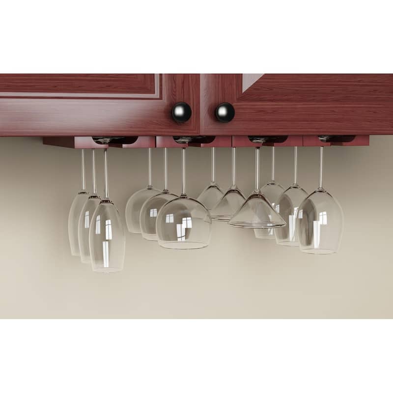 Rustic State Solid Wood Hanging Wine Glass Rack 11 Inch Long - Mahogany