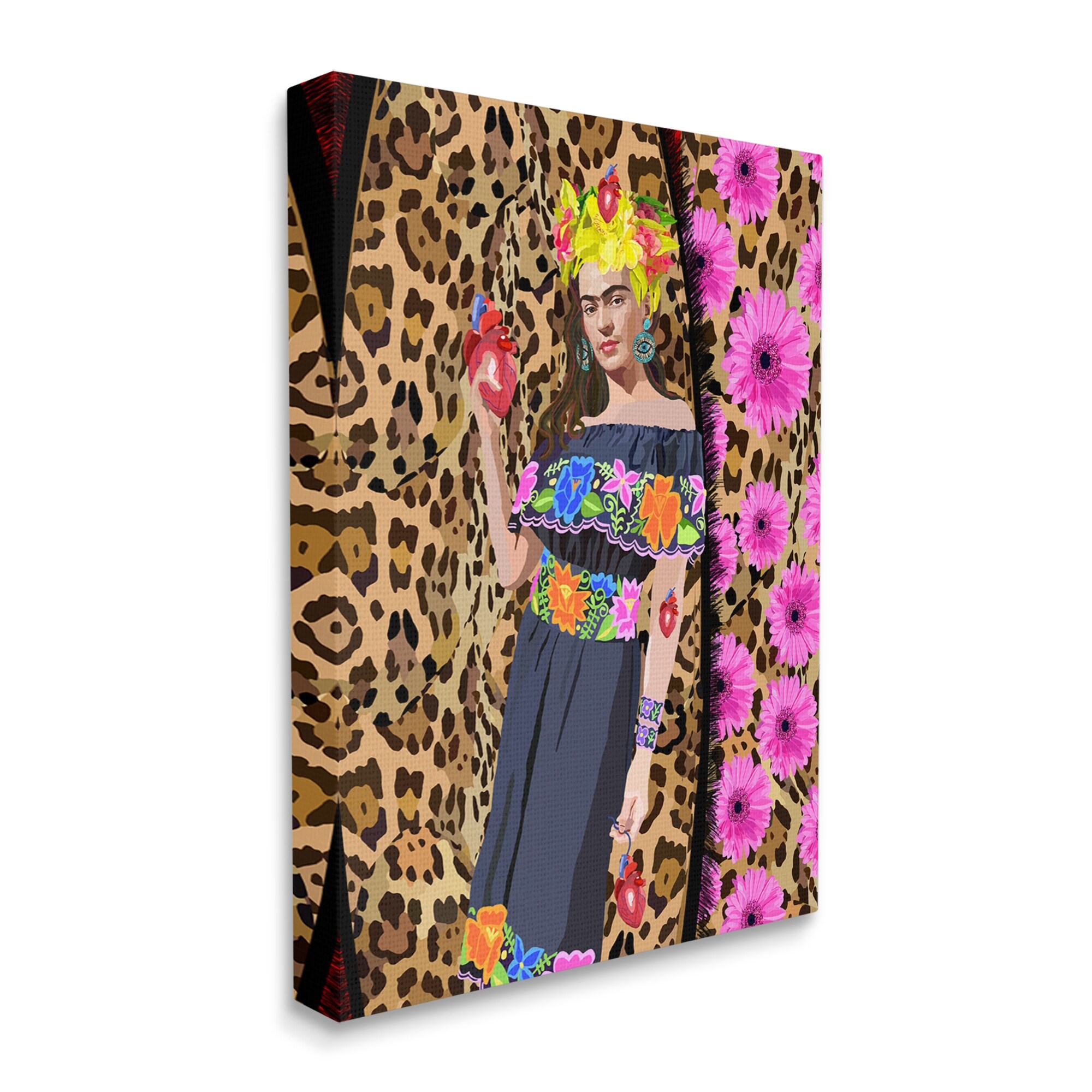 Stupell Glamorous Frida Standing Leopard Pattern Bold Floral-image