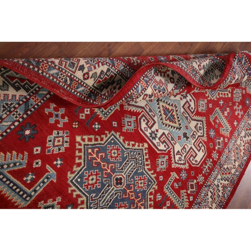 Red Kazak Oriental Foyer Rug Handmade Wool Carpet - 4'0" x 6'3"