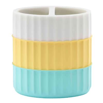 Izod Clubhouse Stripe Aqua Toothbrush Holder - Toothbrush Holder