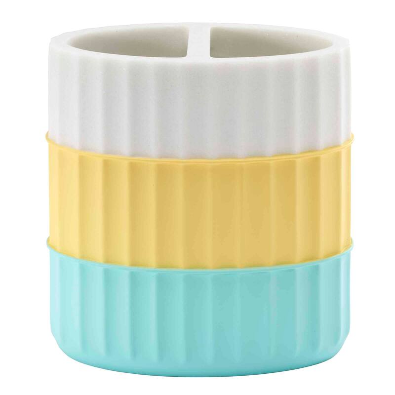 Izod Clubhouse Stripe Toothbrush & Lotion Dispenser Set - Bath Acc 2pc Set - TB, LP