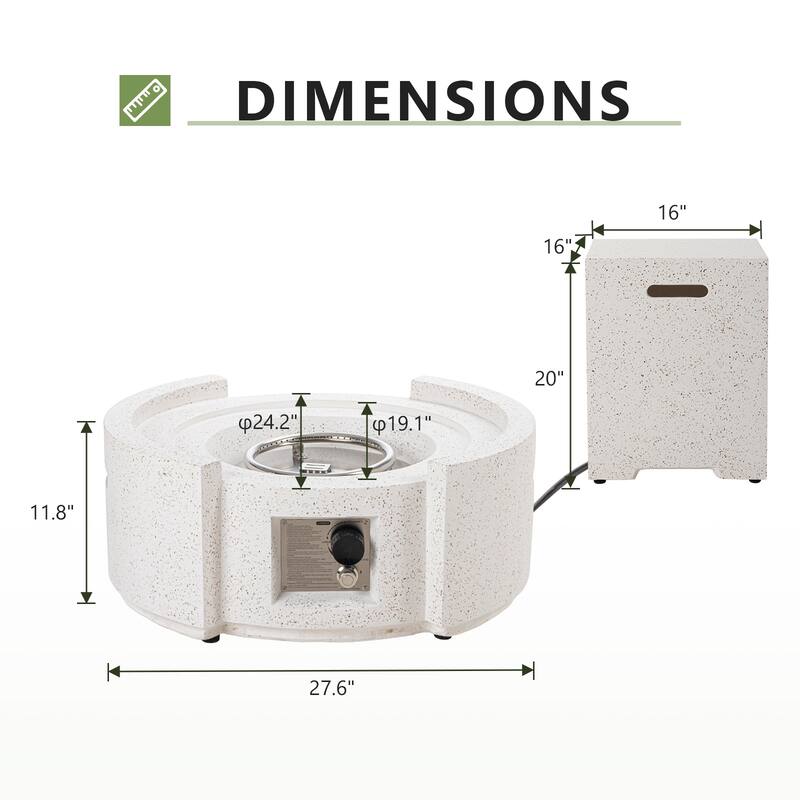 COSIEST 28''Outdoor Propane 40,000 BTU Fire Pit w Wind Glass and Tank