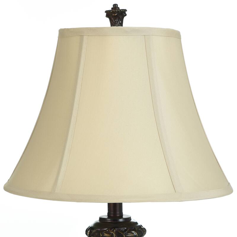 StyleCraft Lainey Table Lamp - Brown Finish - Cream/Light Beige Bell Shaped Shade