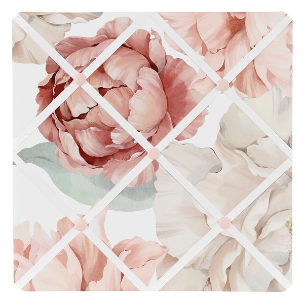 slide 2 of 3, Boho Shabby Chic Floral Girl Fabric Memory Photo Bulletin Board Ivory Bohemian Vintage Garden Watercolor Flower Nature Elegant