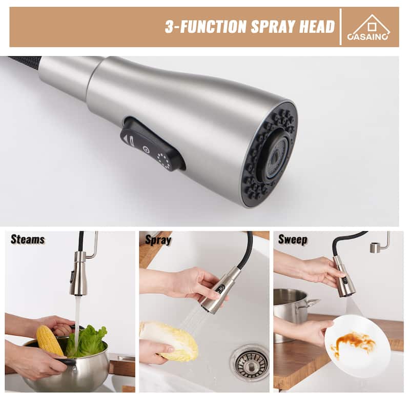All-in-One Undermount Single Bowl 16 Gauge Nano Brushed Stainless Steel Workstation Kitchen Sink with Accessories and Faucet Set