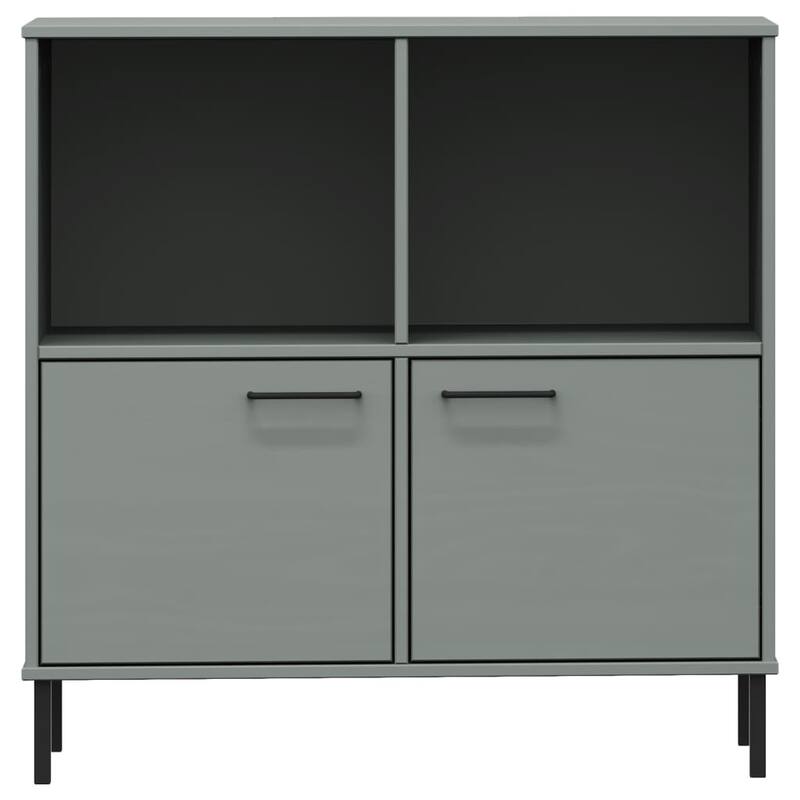 vidaXL Bookshelf Book Cabinet with Metal Legs Storage Cabinet OSLO Solid Wood - 35.4" x 13.8" x 35.6"