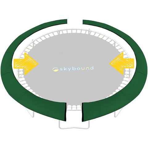 SkyBound Universal Replacement Trampoline Safety Pad - Dark Green Spring Cover Fits 12ft Frames - Two Pieces Easy Install
