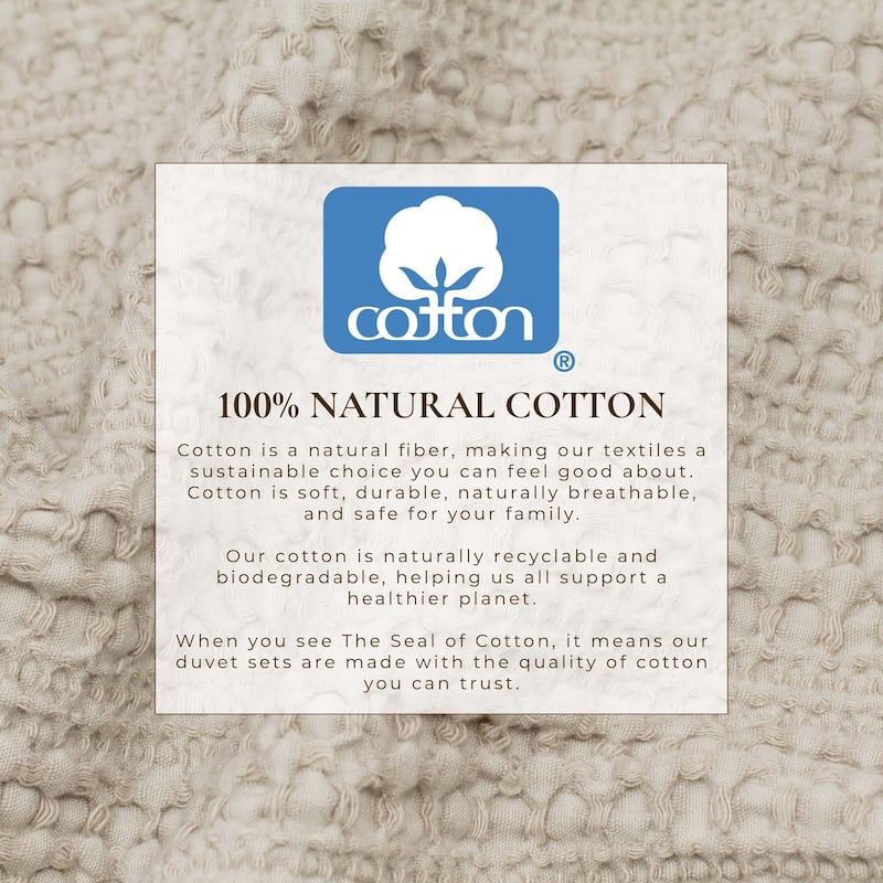 Linery & Co. 100% Cotton Reversible Honeycomb Waffle / Percale Duvet Cover Set