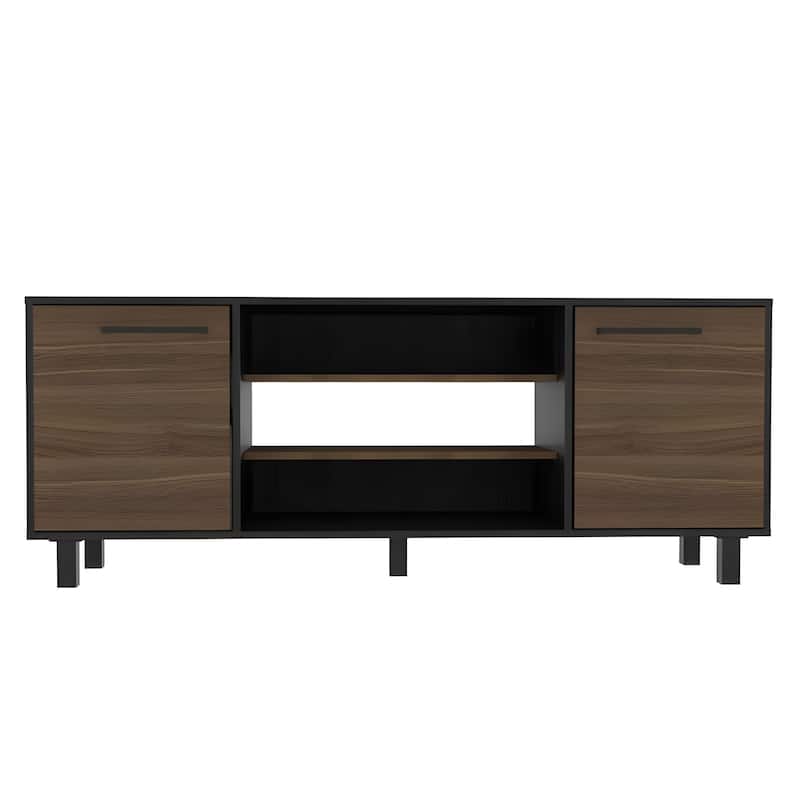 Modern 59" TV Stand for 65" TV Open Shelves with 2 Cabinets and Cable Management Espresso Finish - 22.8"H x 58.6"W x 15.3"D