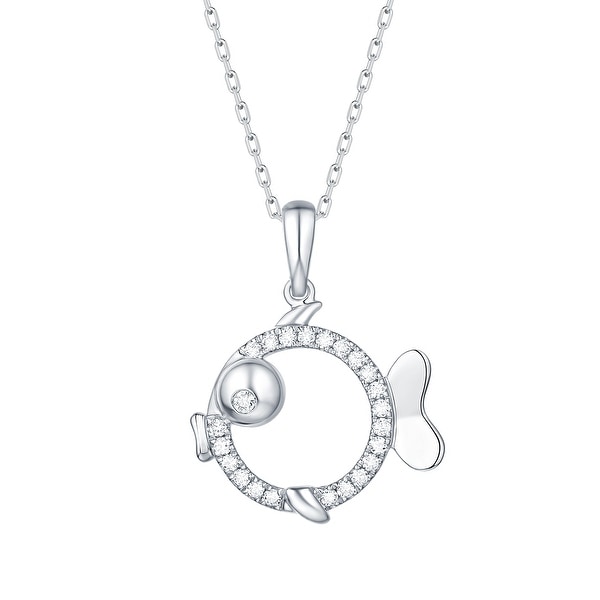 Smiling Rocks 0.16Ct G-H/VS1 Lab Grown Diamond Fish Charm Necklace
