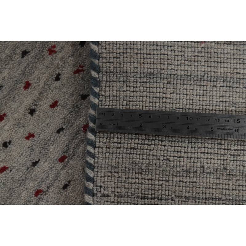Hand Knotted Oriental 100% Wool Carpet Tribal Animal Pictorial Greys & Charcoal Gabbeh Area Rug - 9' 9'' X 7' 10''