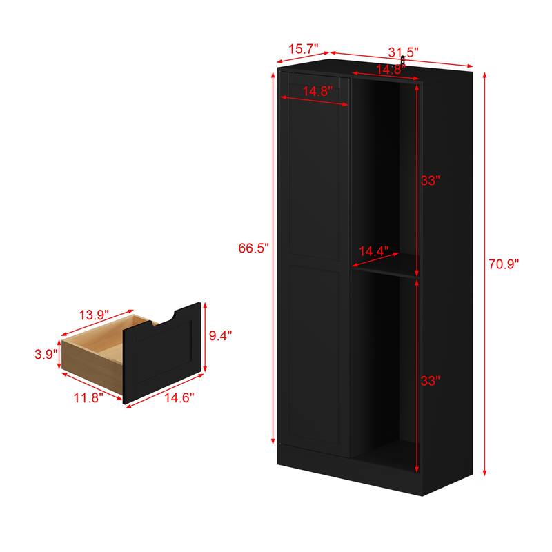 Elegant Wooden Storage Cabinet with Sliding Doors and Multiple Shelves