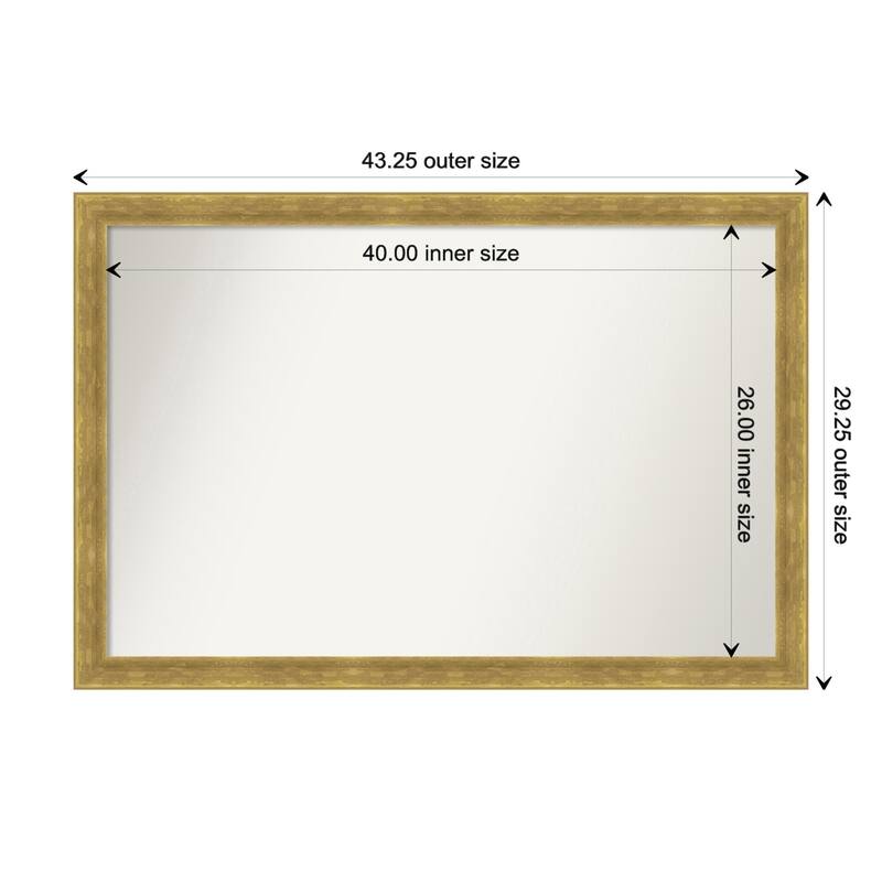 Angled Gold Framed Non-Beveled Custom Wall Mirror, Bathroom Vanity Mirror