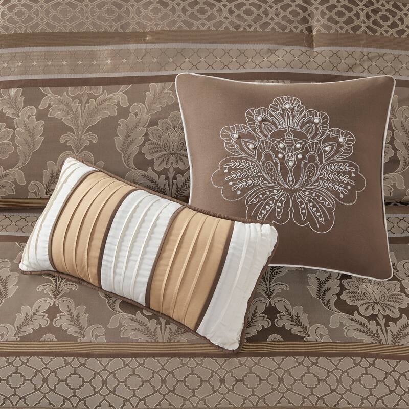 7 Piece Jacquard Comforter Set Brown/Gold Cal King
