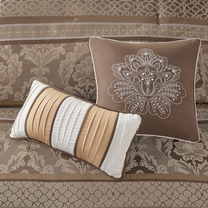 Madison Park Venetian Brown Gold 7-piece Jacquard Comforter Set