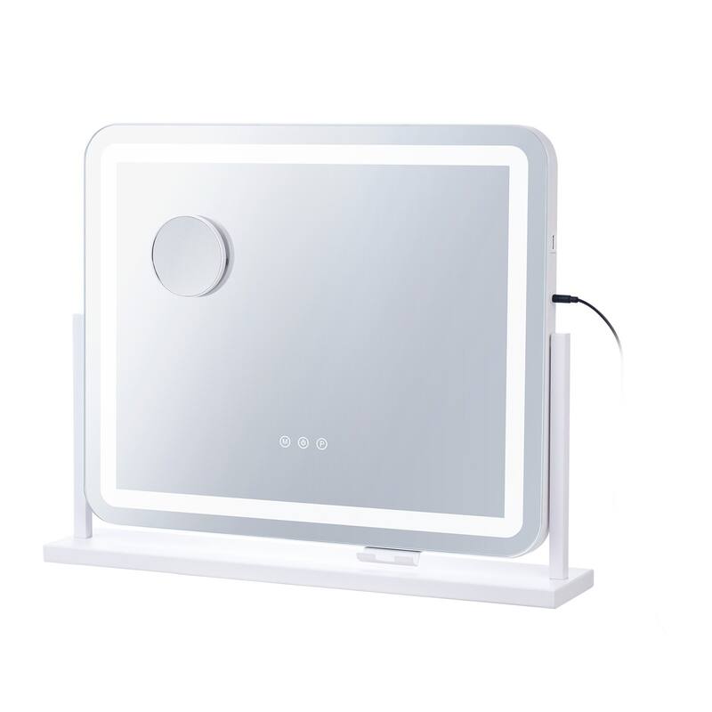 5 x Magnification Color Lighted Makeup Mirror with Charging Outlet and 2 Suction Cups