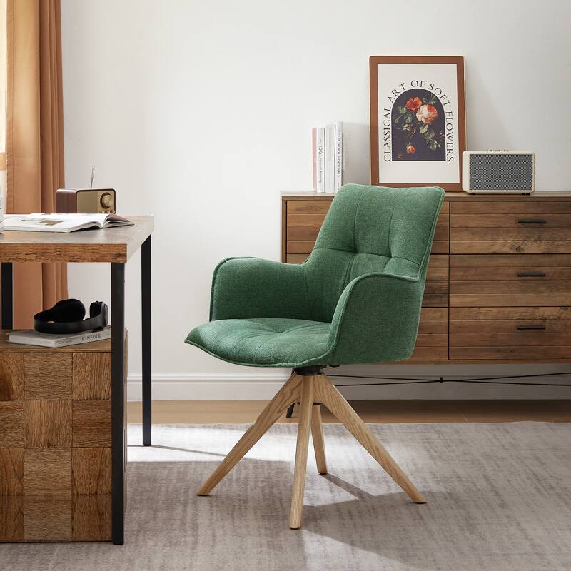Art Leon Swivel Wood Accent Arm Chair