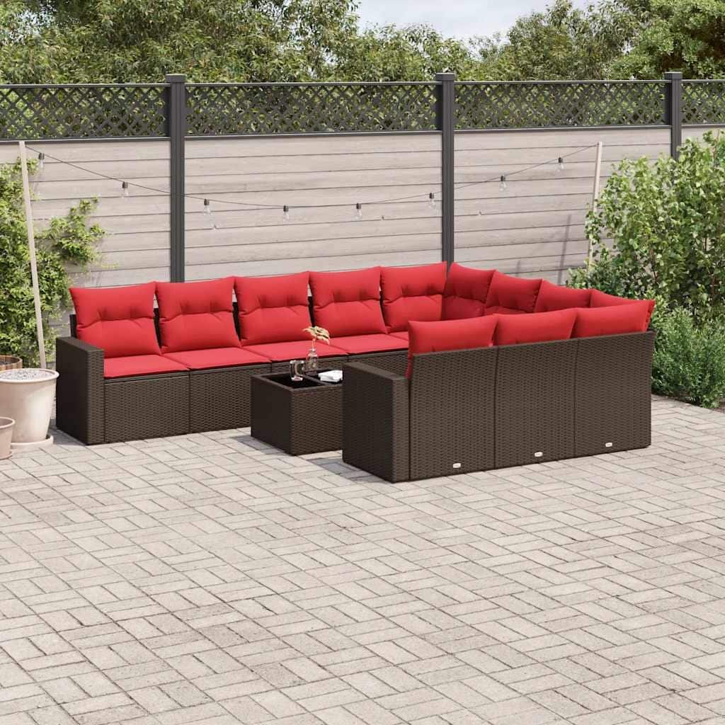 vidaXL 11 Piece Patio Sofa Set with Cushions Poly Rattan (US only)