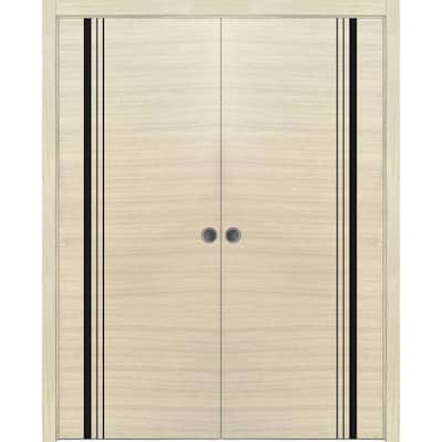 French Double Pocket Doors 36x80 Planum 0011 Natural Veneer Kit Trims Rail