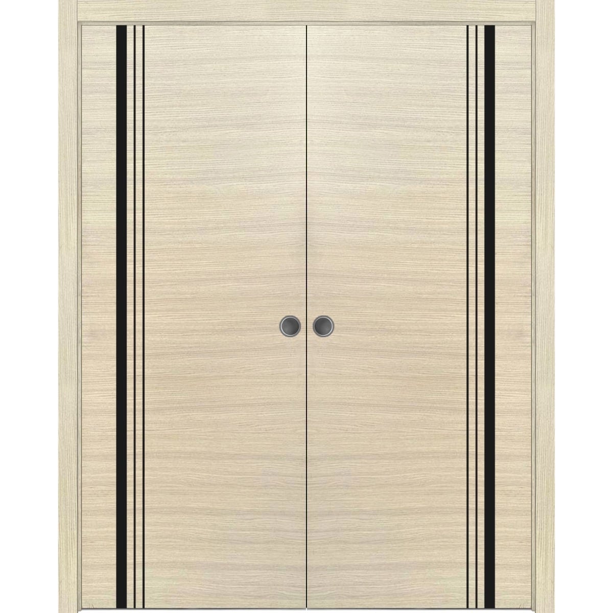 SartoDoors Planum 0011 | Interior French Doors Double French Door | Solid Wood | Hardware Set | 36x80, Natural Veneer