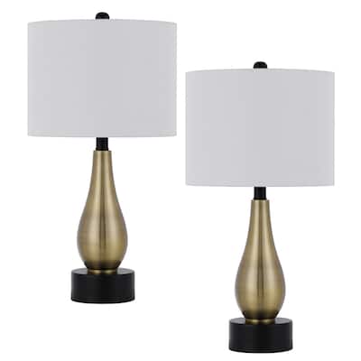 Ashland 23" Height Metal Lamp Set in Black/Antique Brass Finish